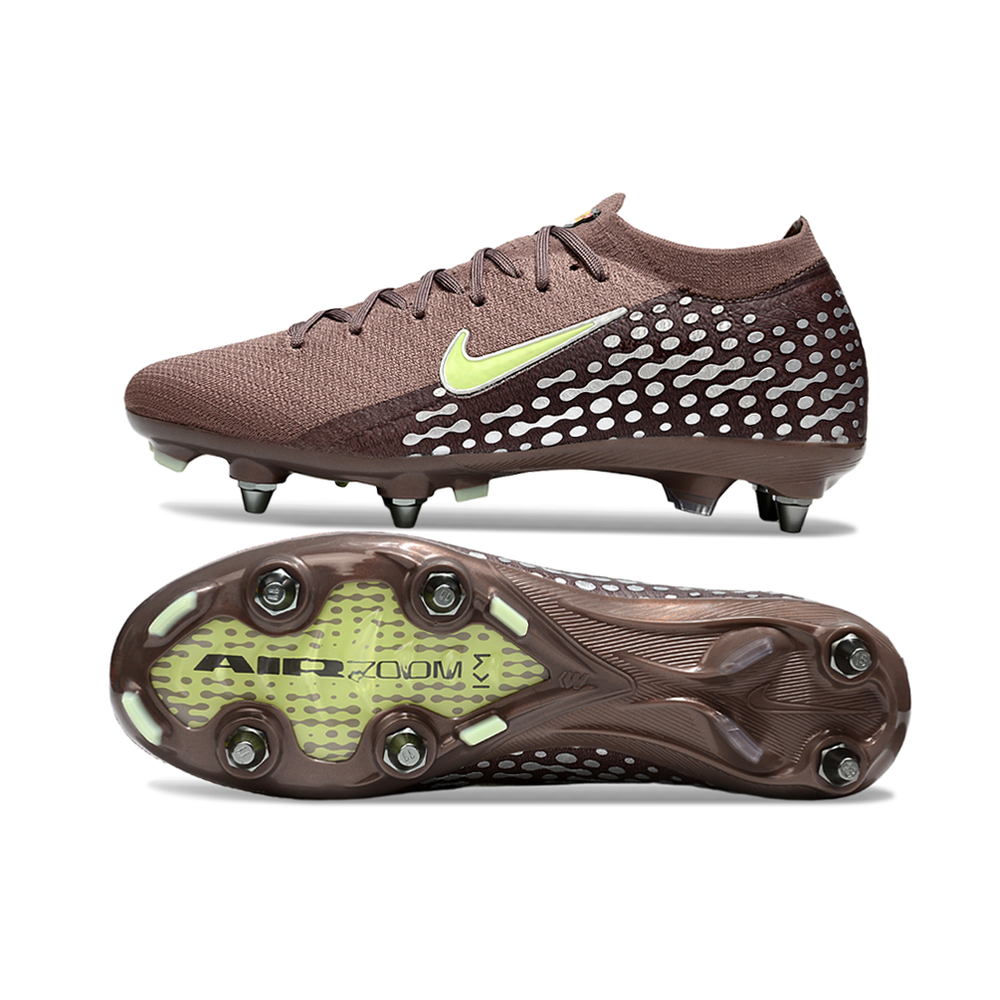 Chuteira Campo Nike Air Zoom Mercurial Vapor 16 Elite Trava Mista Marrom e Verde 