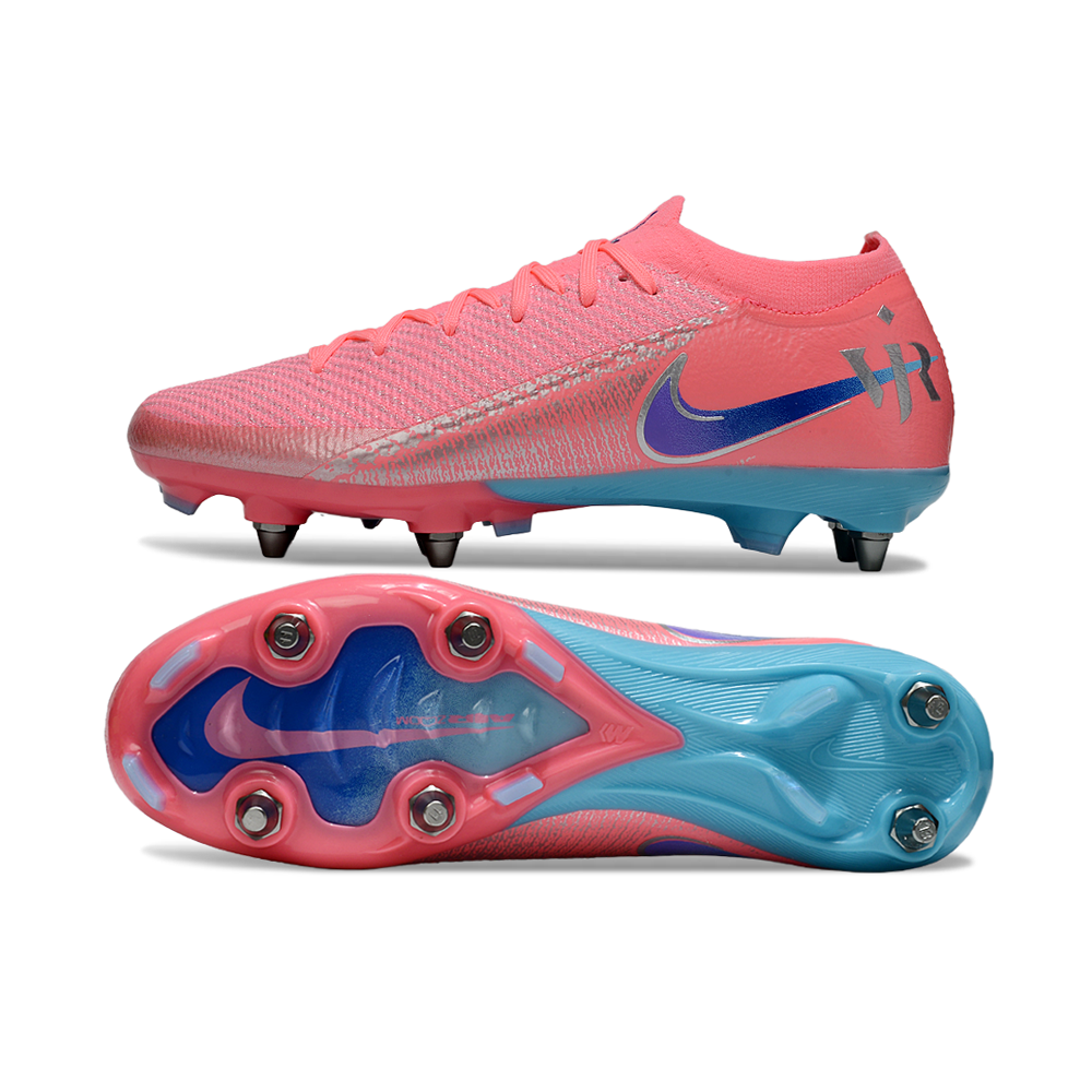 Chuteira Campo Nike Air Zoom Mercurial Vapor 16 Elite Trava Mista Rosa e Azul