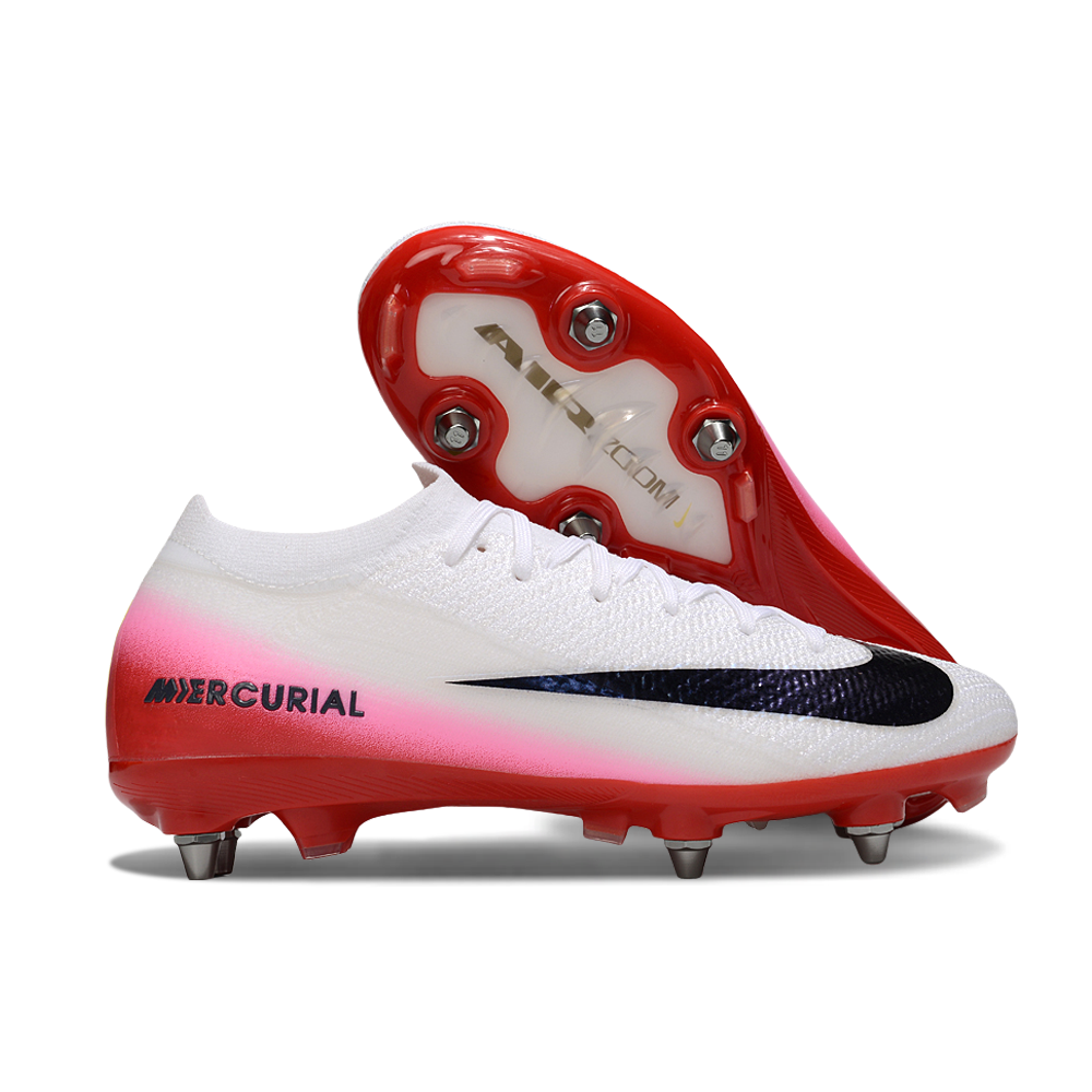 Chuteira Campo Nike Air Zoom Mercurial Vapor 16 Elite Trava Mista Branco e Vermelho
