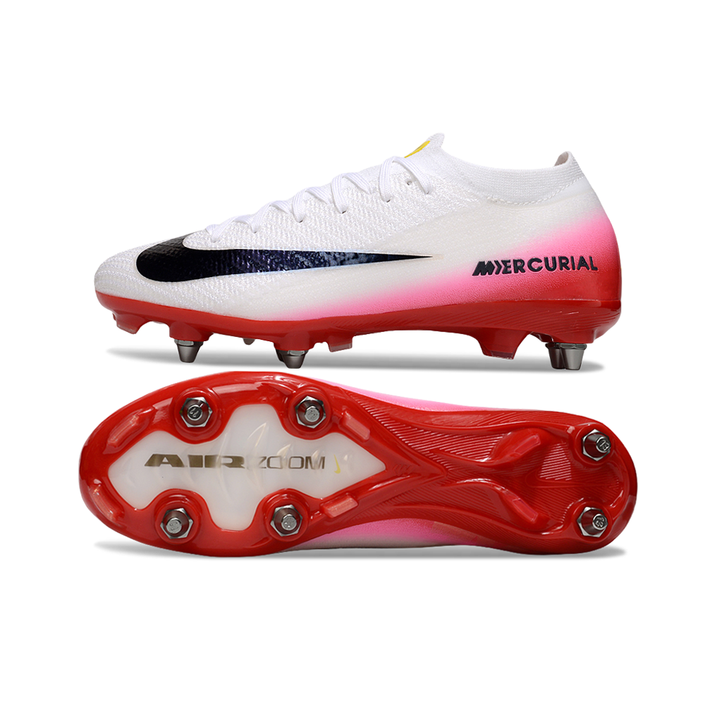 Chuteira Campo Nike Air Zoom Mercurial Vapor 16 Elite Trava Mista Branco e Vermelho