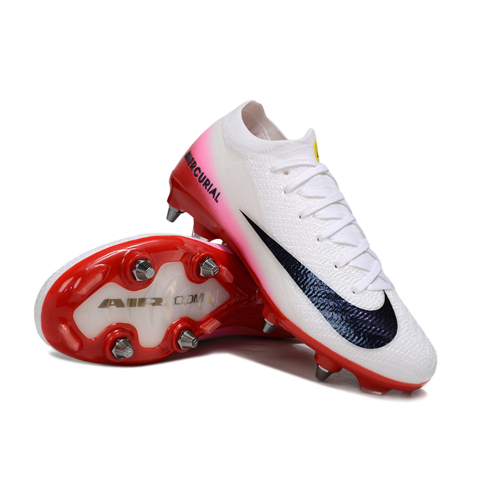Chuteira Campo Nike Air Zoom Mercurial Vapor 16 Elite Trava Mista Branco e Vermelho