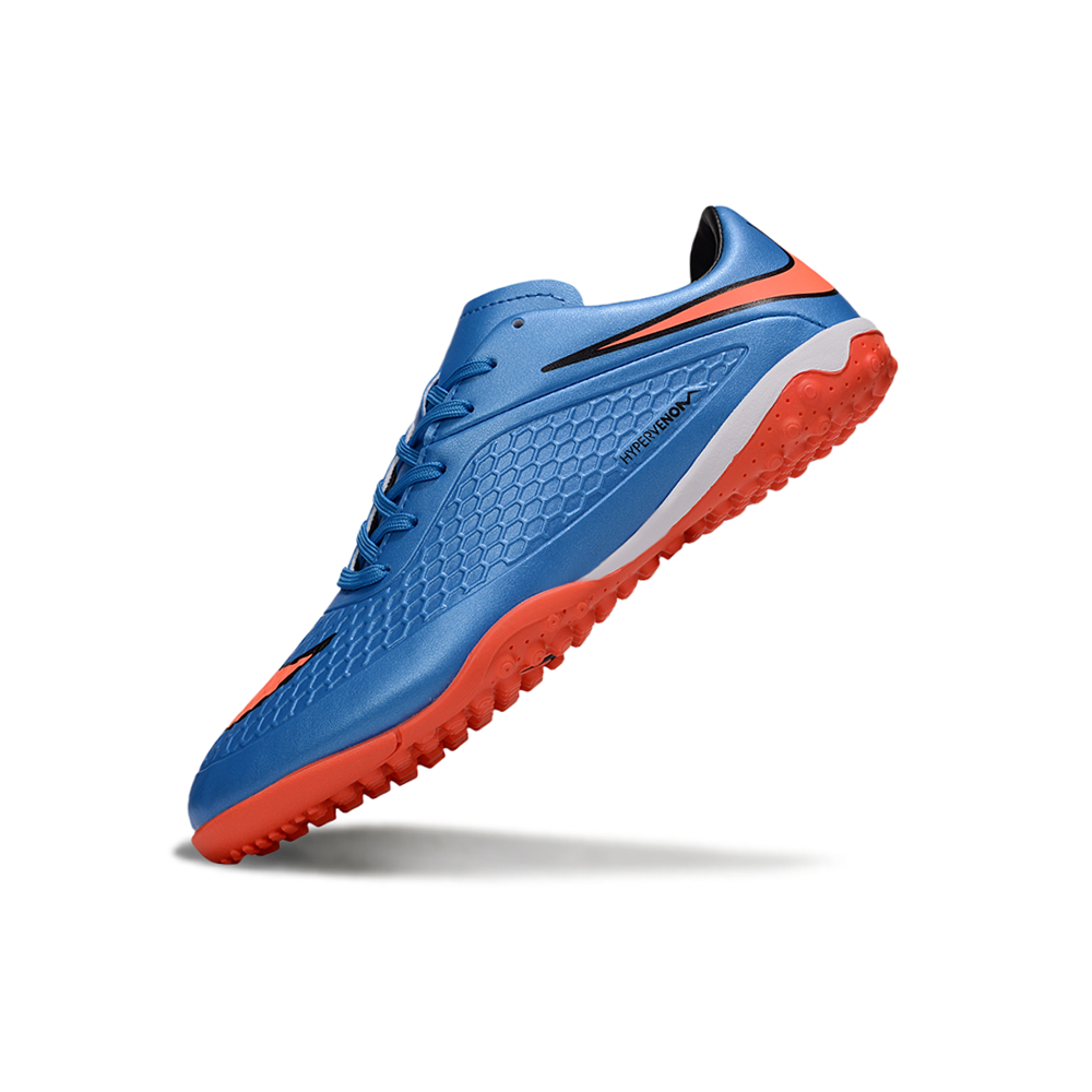 Chuteira Society Nike Hypervenom TF Azul e Laranja