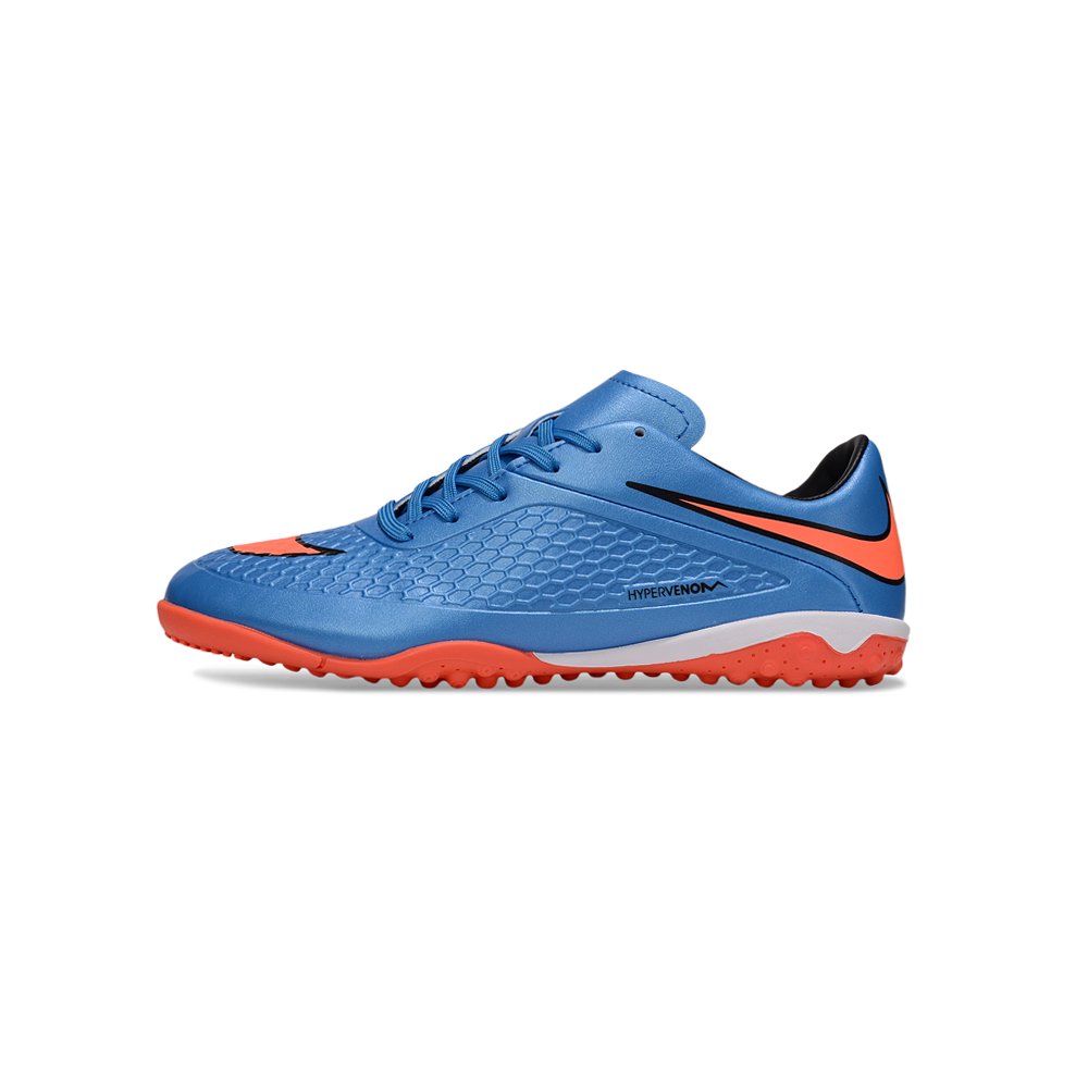 Chuteira Society Nike Hypervenom TF Azul e Laranja