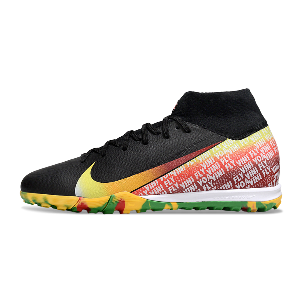 Chuteira Society Nike Air Zoom Mercurial Superfly 10 Elite TF Preta e Amarela "Vinifly"