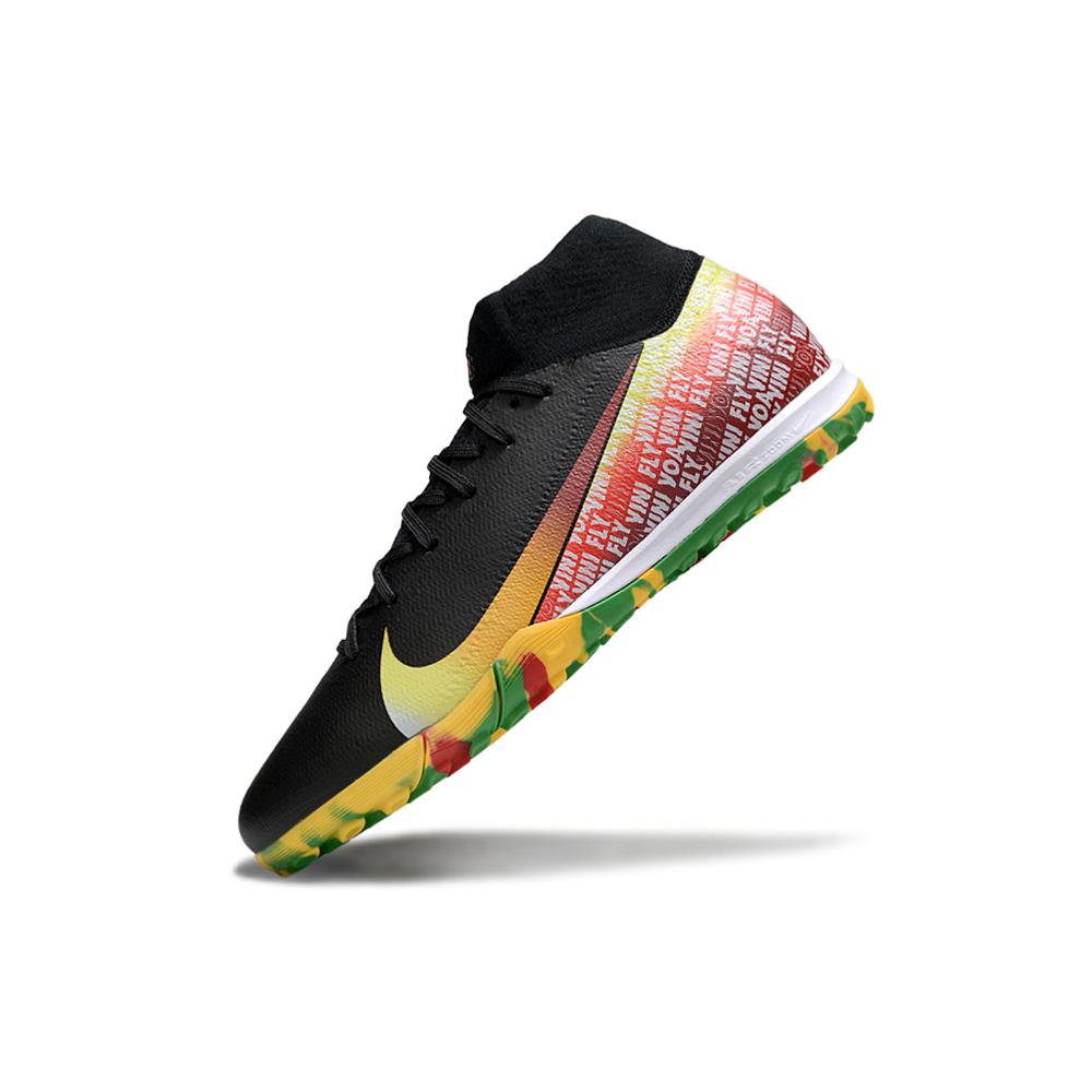 Chuteira Society Nike Air Zoom Mercurial Superfly 10 Elite TF Preta e Amarela "Vinifly"