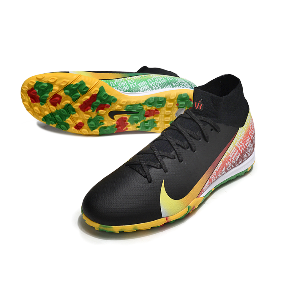 Chuteira Society Nike Air Zoom Mercurial Superfly 10 Elite TF Preta e Amarela "Vinifly"
