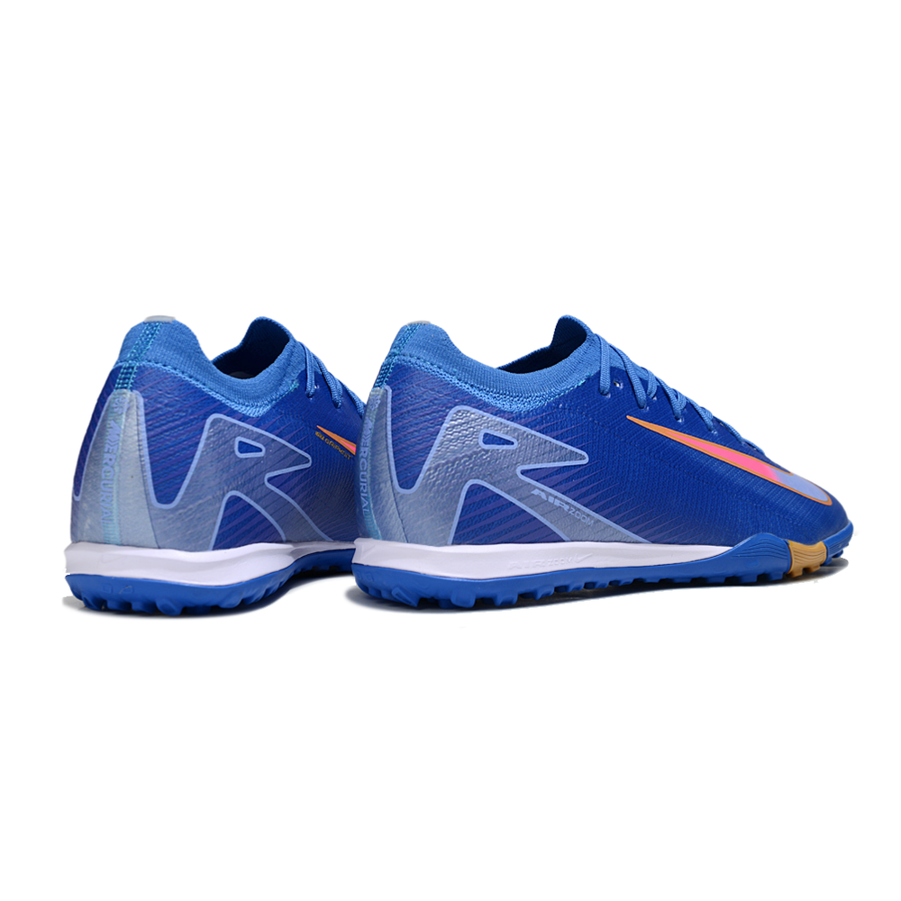 Chuteira Society Nike Air Zoom Mercurial Vapor 16 Elite TF Azul, Rosa e Dourado