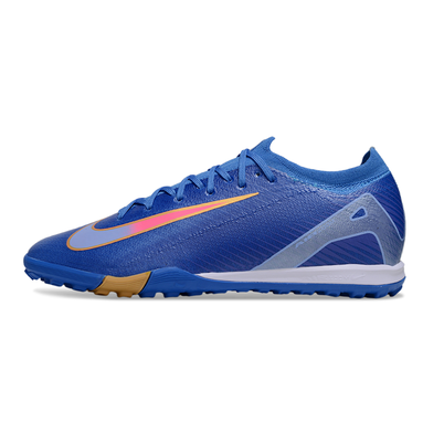 Chuteira Society Nike Air Zoom Mercurial Vapor 16 Elite TF Azul, Rosa e Dourado