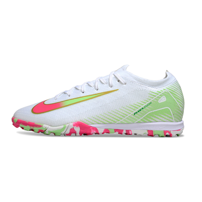 Chuteira Society Nike Air Zoom Mercurial Vapor 16 Elite TF Branco, Verde e Rosa