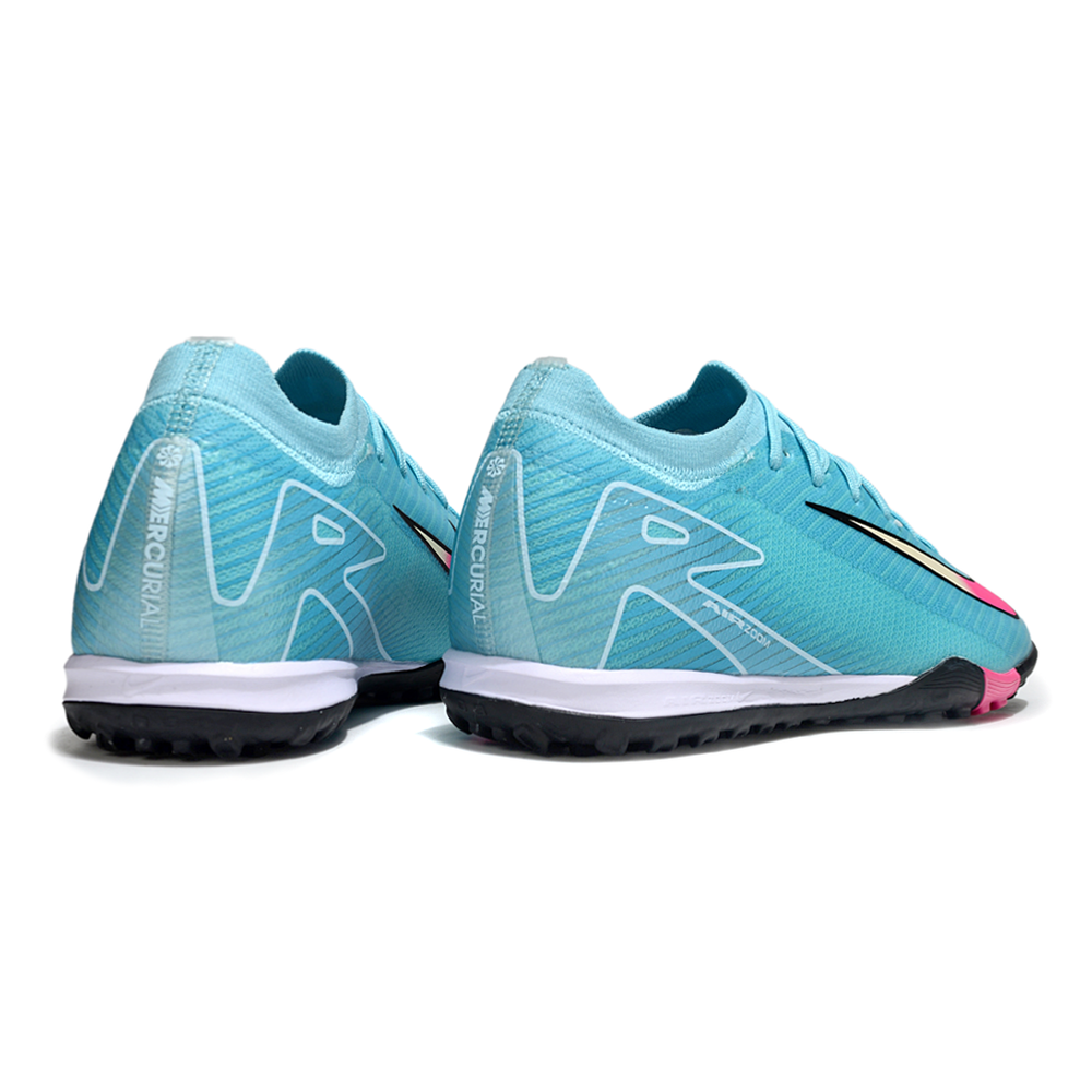 Chuteira Society Nike Air Zoom Mercurial Vapor 16 Elite TF Azul e Rosa