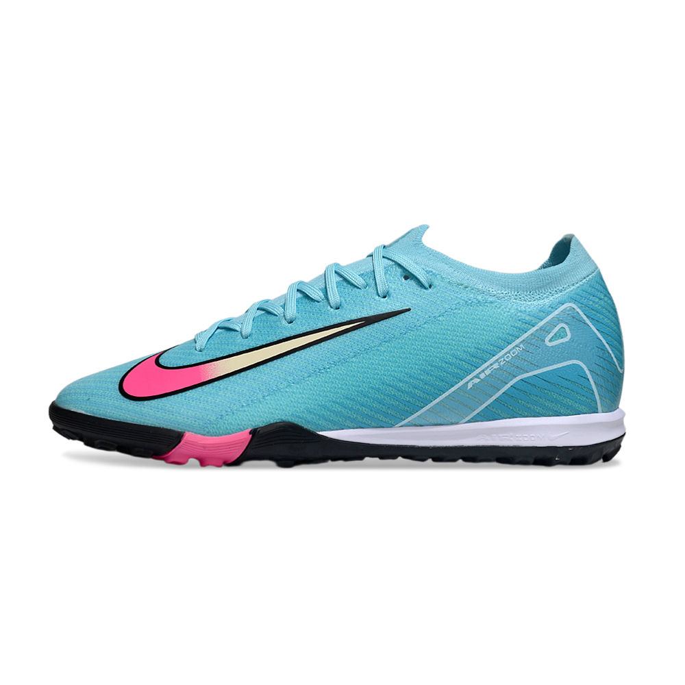 Chuteira Society Nike Air Zoom Mercurial Vapor 16 Elite TF Azul e Rosa