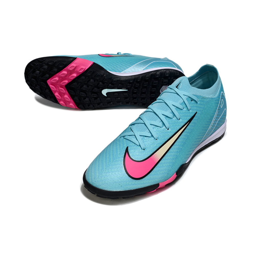 Chuteira Society Nike Air Zoom Mercurial Vapor 16 Elite TF Azul e Rosa
