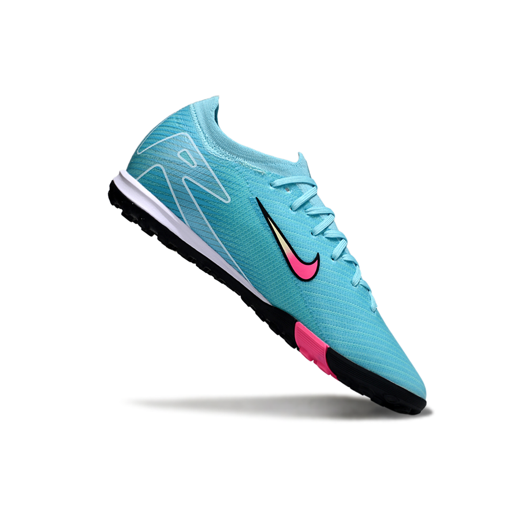 Chuteira Society Nike Air Zoom Mercurial Vapor 16 Elite TF Azul e Rosa
