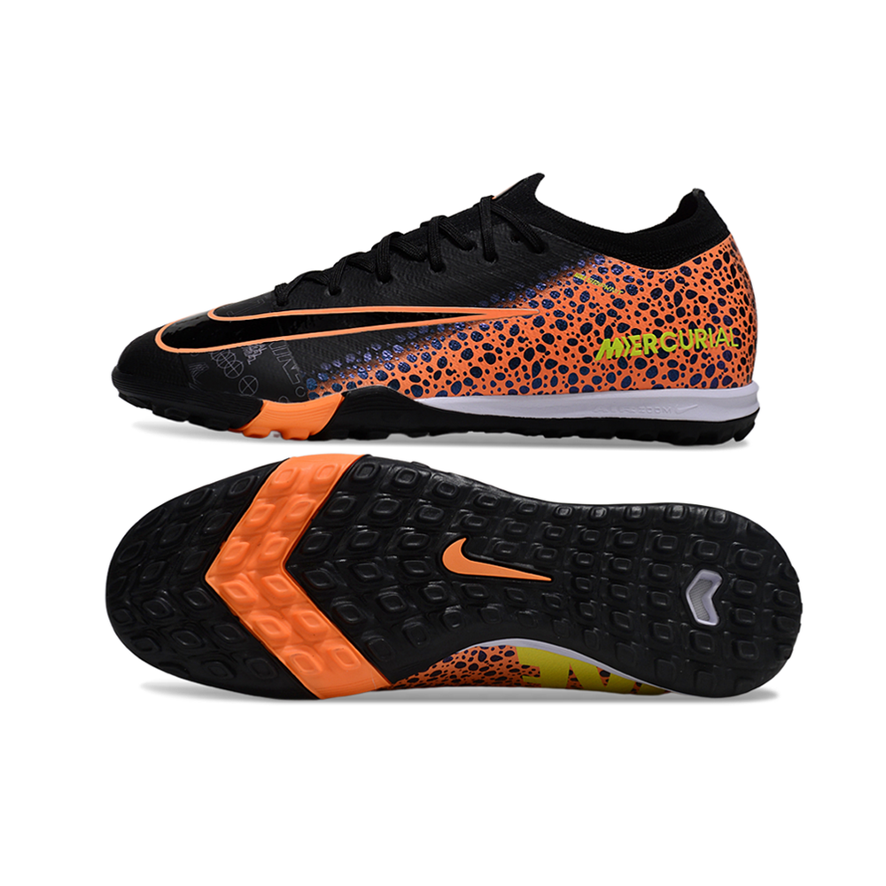 Chuteira Society Nike Air Zoom Mercurial Vapor 16 Elite TF Preto e Laranja 