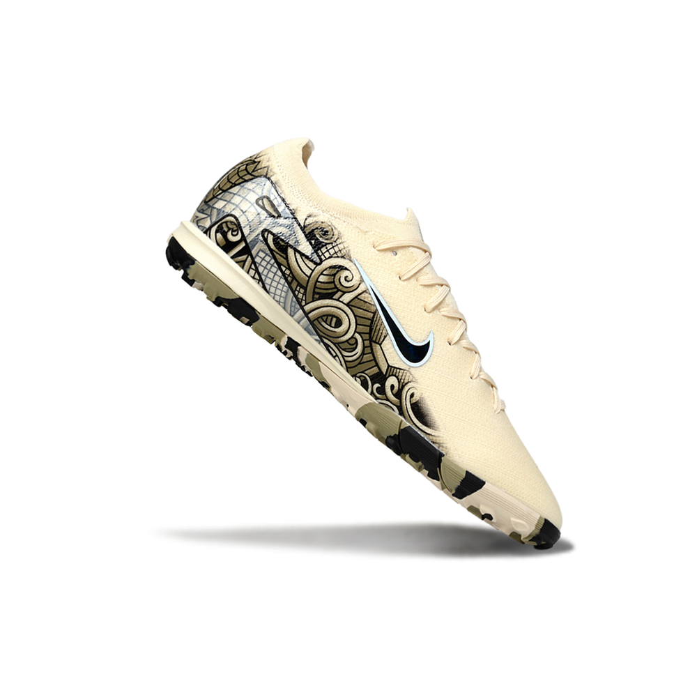 Chuteira Society Nike Air Zoom Mercurial Vapor 16 Elite TF Bege e Verde 