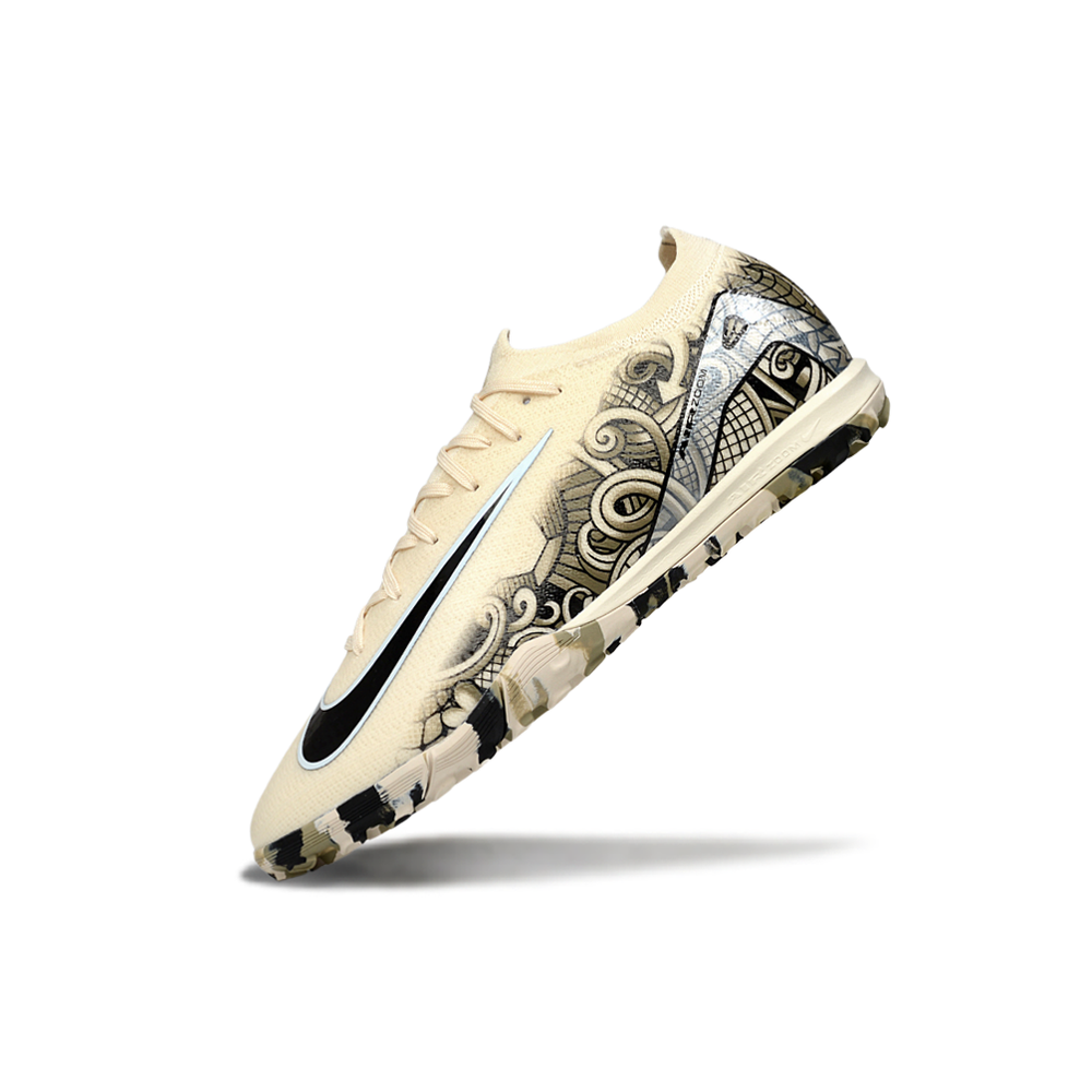 Chuteira Society Nike Air Zoom Mercurial Vapor 16 Elite TF Bege e Verde 