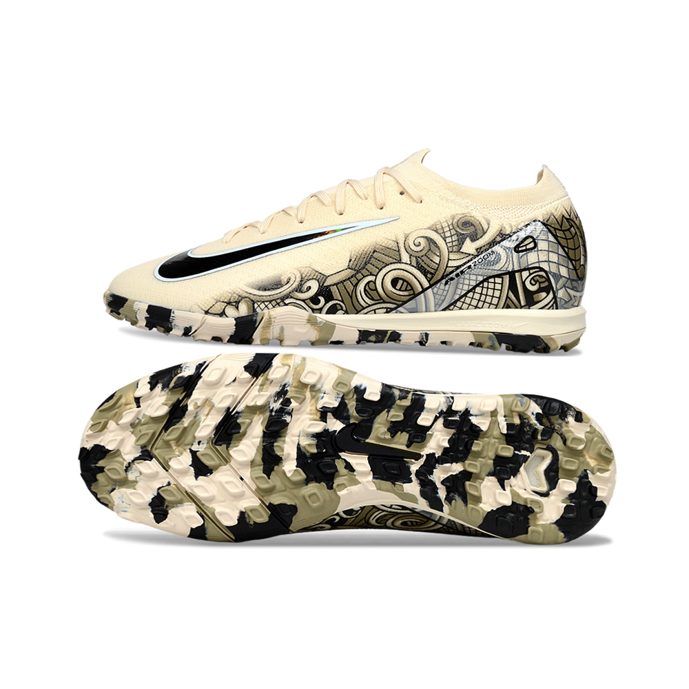Chuteira Society Nike Air Zoom Mercurial Vapor 16 Elite TF Bege e Verde 