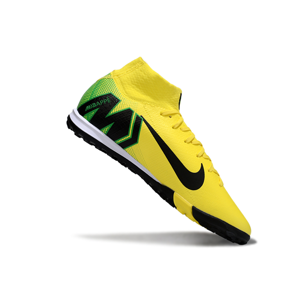 Chuteira Society Nike Air Zoom Mercurial Superfly 10 Elite TF Amarela e Preta