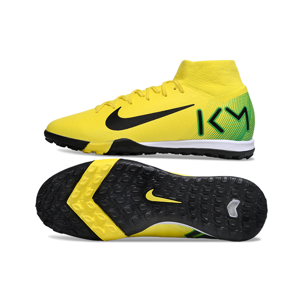 Chuteira Society Nike Air Zoom Mercurial Superfly 10 Elite TF Amarela e Preta