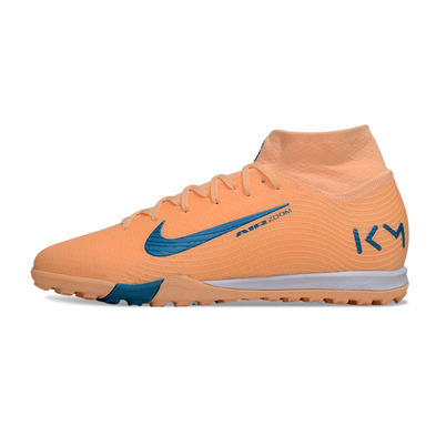 Chuteira Society Nike Air Zoom Mercurial Superfly 10 Elite TF Laranja e Azul "Mbappe"