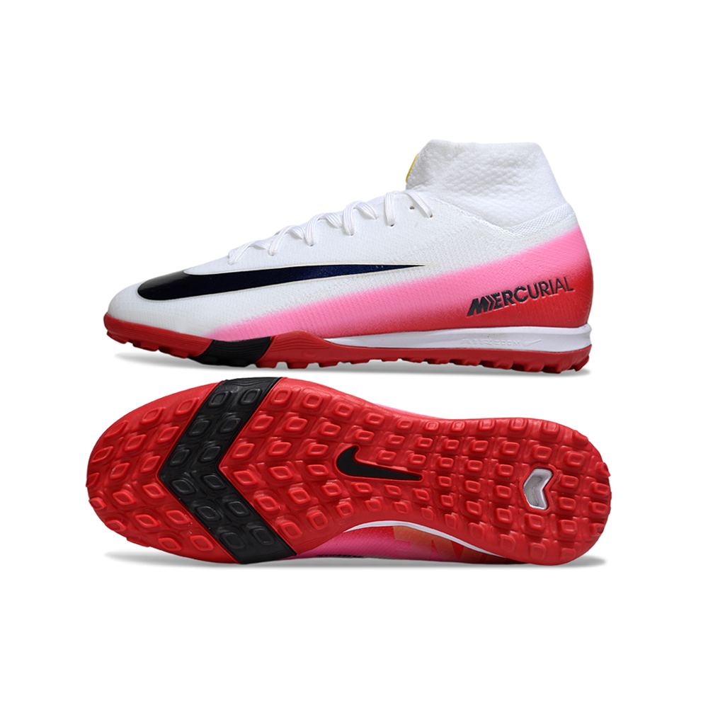 Chuteira Society Nike Air Zoom Mercurial Superfly 10 Elite TF – Branca e Vermelha "Fear Nothing"