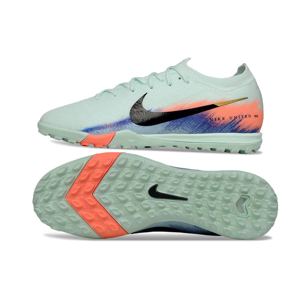 Chuteira Society Nike Air Zoom Mercurial Vapor 16 Elite TF Verde, Azul e Laranja 