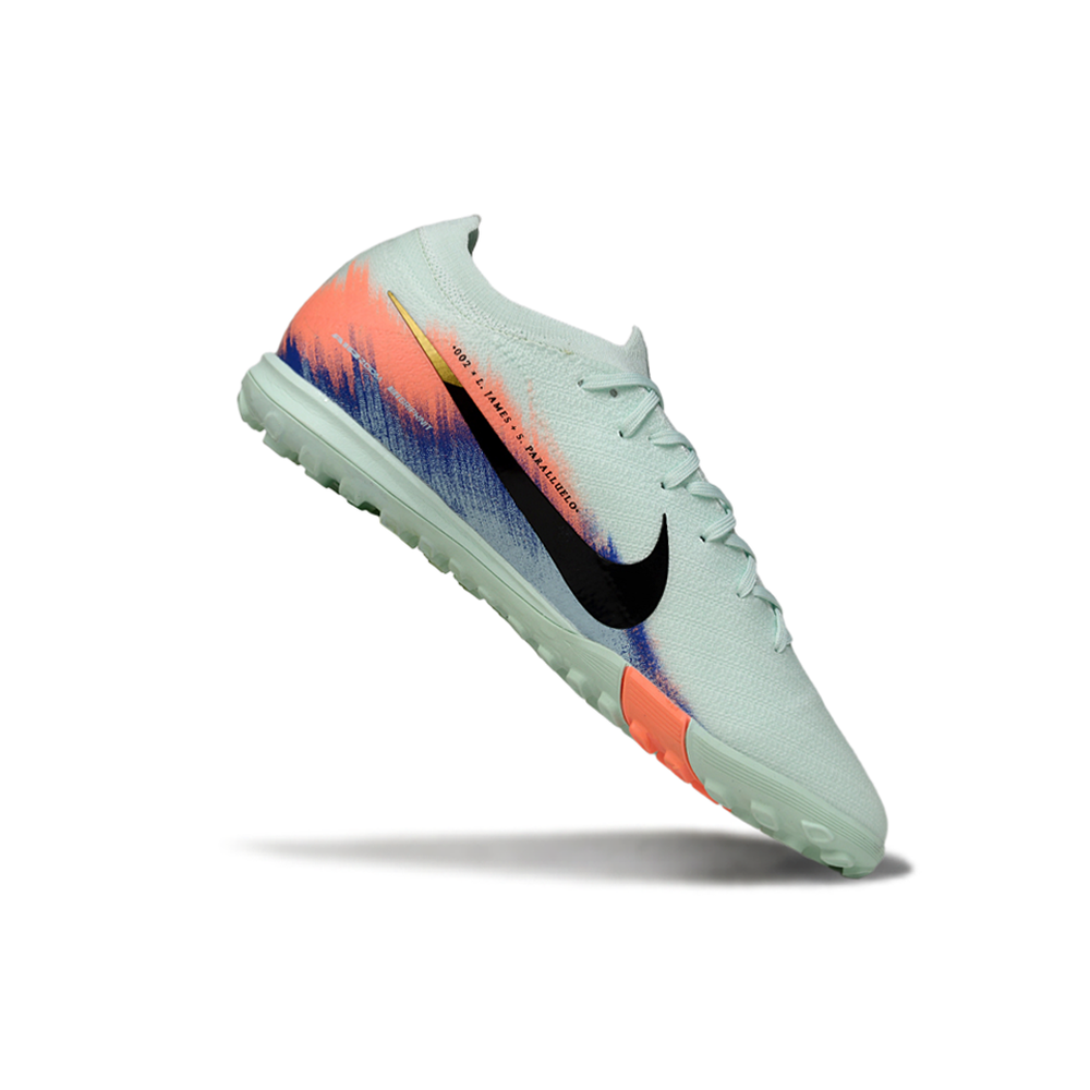 Chuteira Society Nike Air Zoom Mercurial Vapor 16 Elite TF Verde, Azul e Laranja 