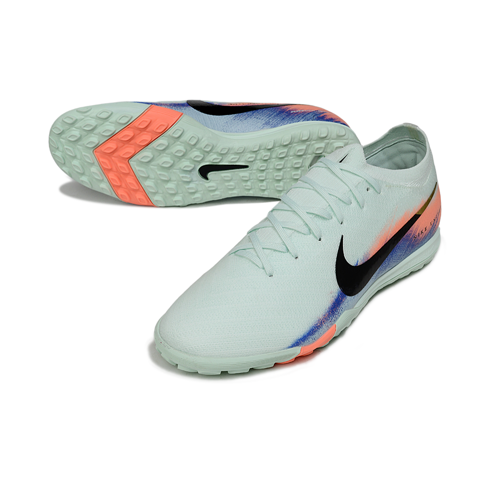 Chuteira Society Nike Air Zoom Mercurial Vapor 16 Elite TF Verde, Azul e Laranja 