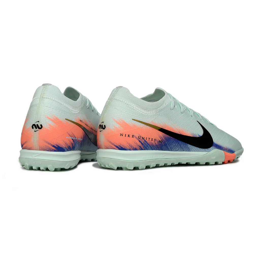 Chuteira Society Nike Air Zoom Mercurial Vapor 16 Elite TF Verde, Azul e Laranja 