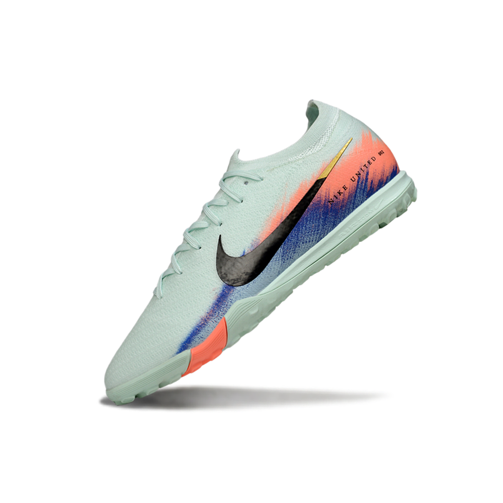 Chuteira Society Nike Air Zoom Mercurial Vapor 16 Elite TF Verde, Azul e Laranja 