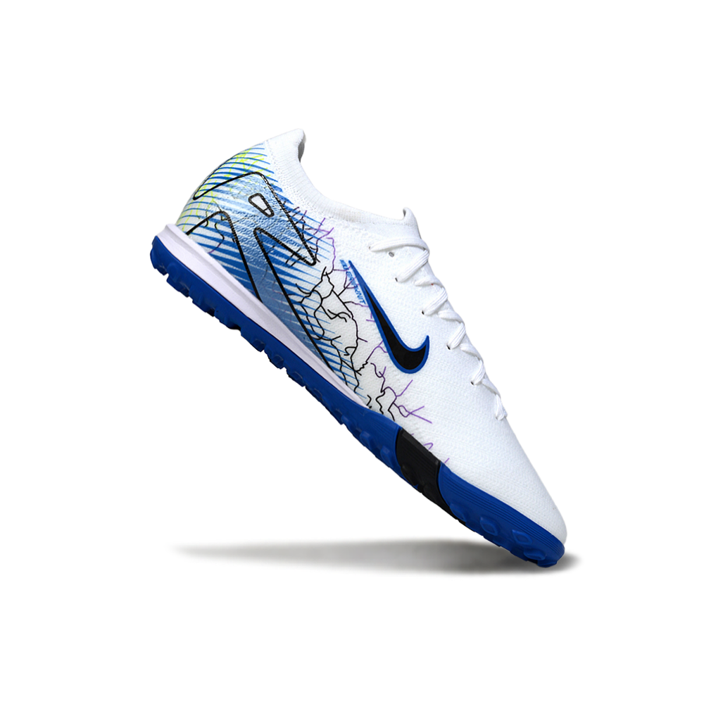 Chuteira Society Nike Air Zoom Mercurial Vapor 16 Elite TF Branco e Azul