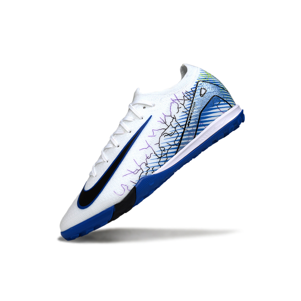 Chuteira Society Nike Air Zoom Mercurial Vapor 16 Elite TF Branco e Azul