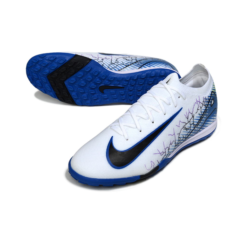 Chuteira Society Nike Air Zoom Mercurial Vapor 16 Elite TF Branco e Azul