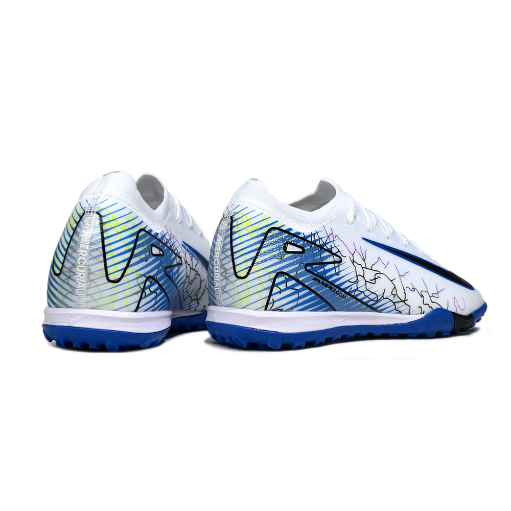 Chuteira Society Nike Air Zoom Mercurial Vapor 16 Elite TF Branco e Azul