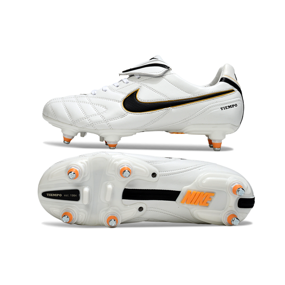 Chuteira Campo Nike Tiempo Legend 3 Elite Trava Mista Branca e Preta