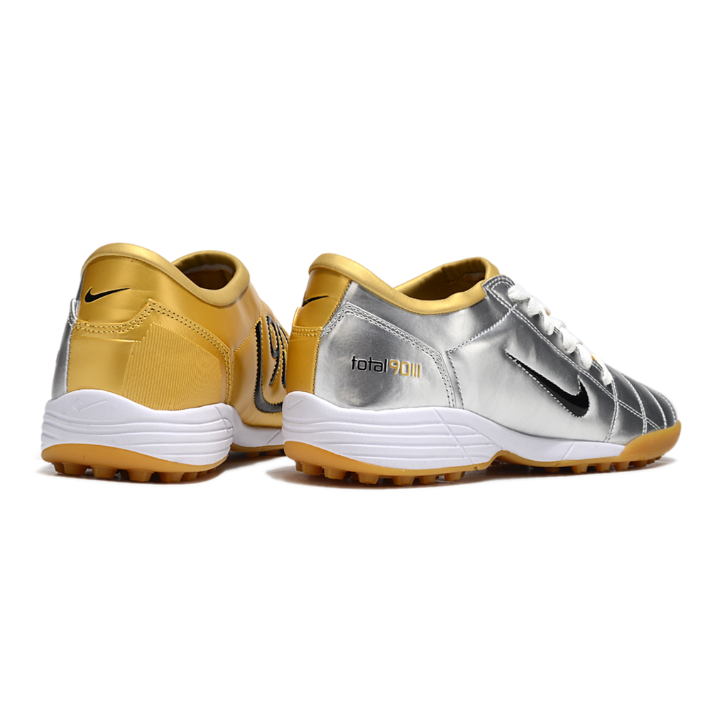Chuteira Society Nike Total 90 TF Prata e Dourada