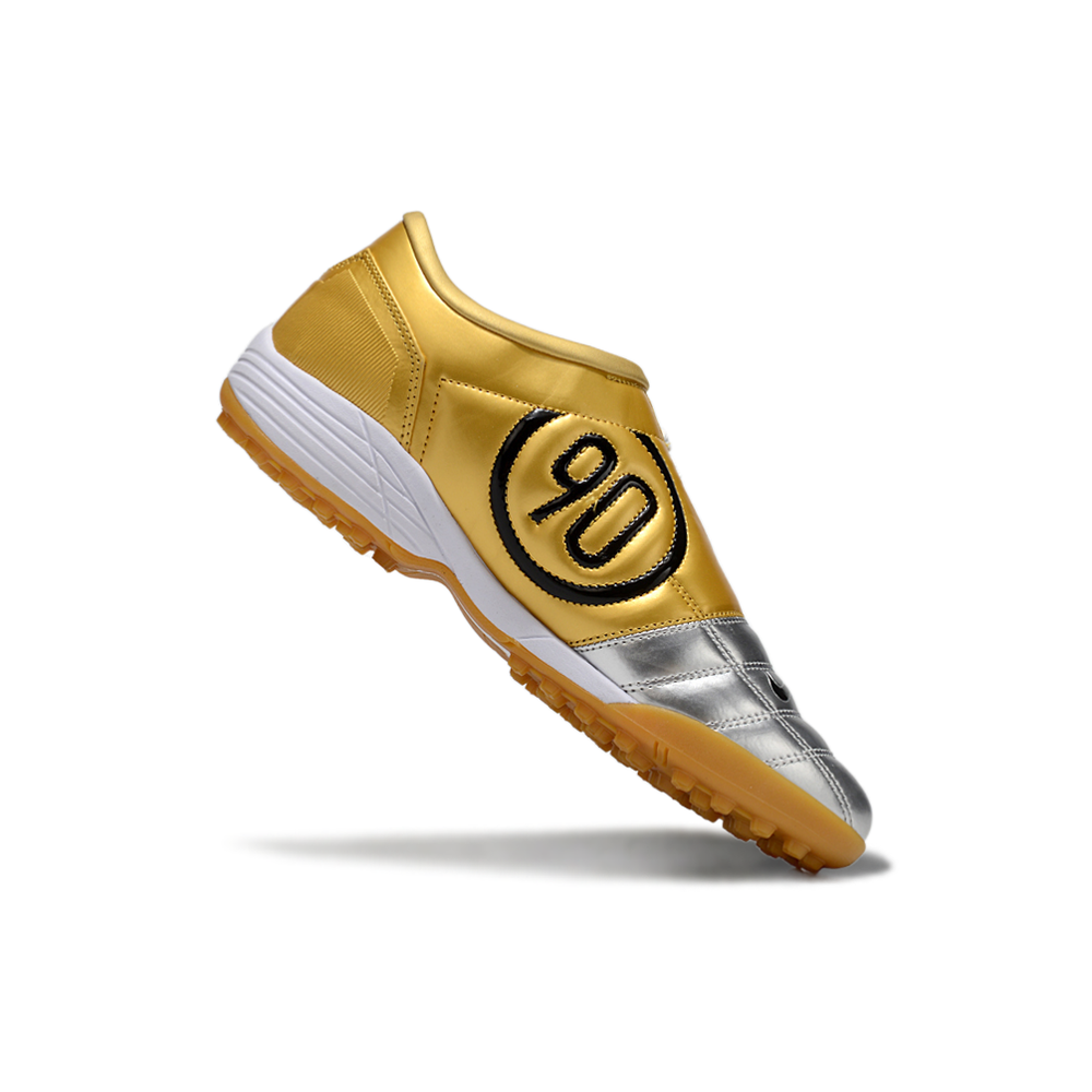Chuteira Society Nike Total 90 TF Prata e Dourada