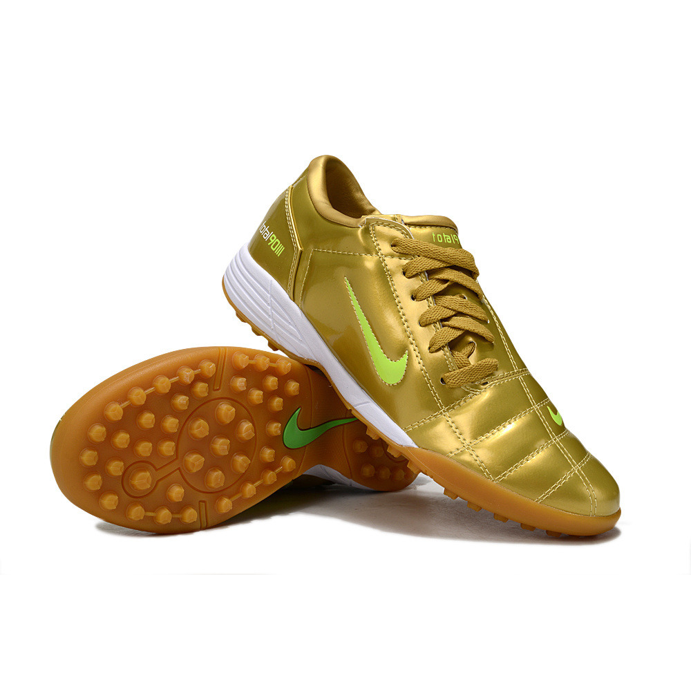 Chuteira Society Nike Total 90 TF Dourada e Verde