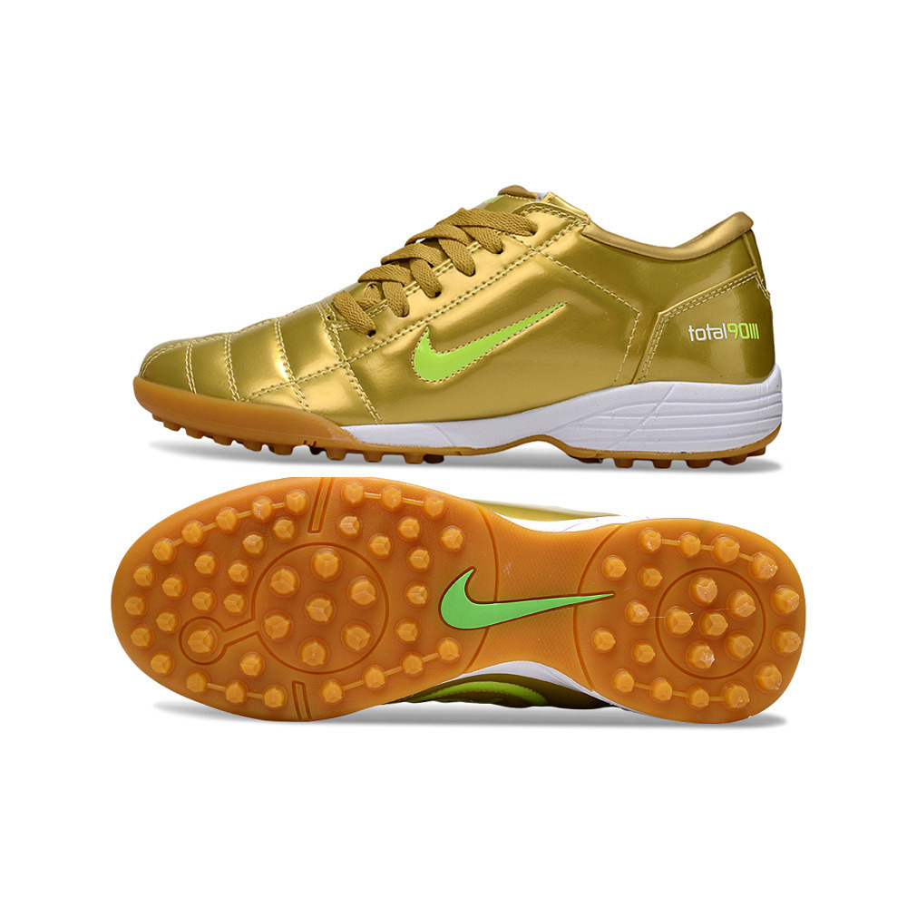 Chuteira Society Nike Total 90 TF Dourada e Verde