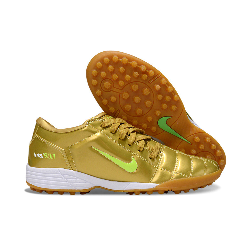 Chuteira Society Nike Total 90 TF Dourada e Verde