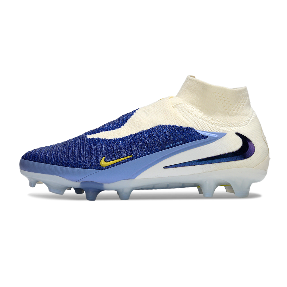 Chuteira Infantil Campo Nike Phantom GX 6 Elite FG Branco e Azul ''Fear Nothing''
