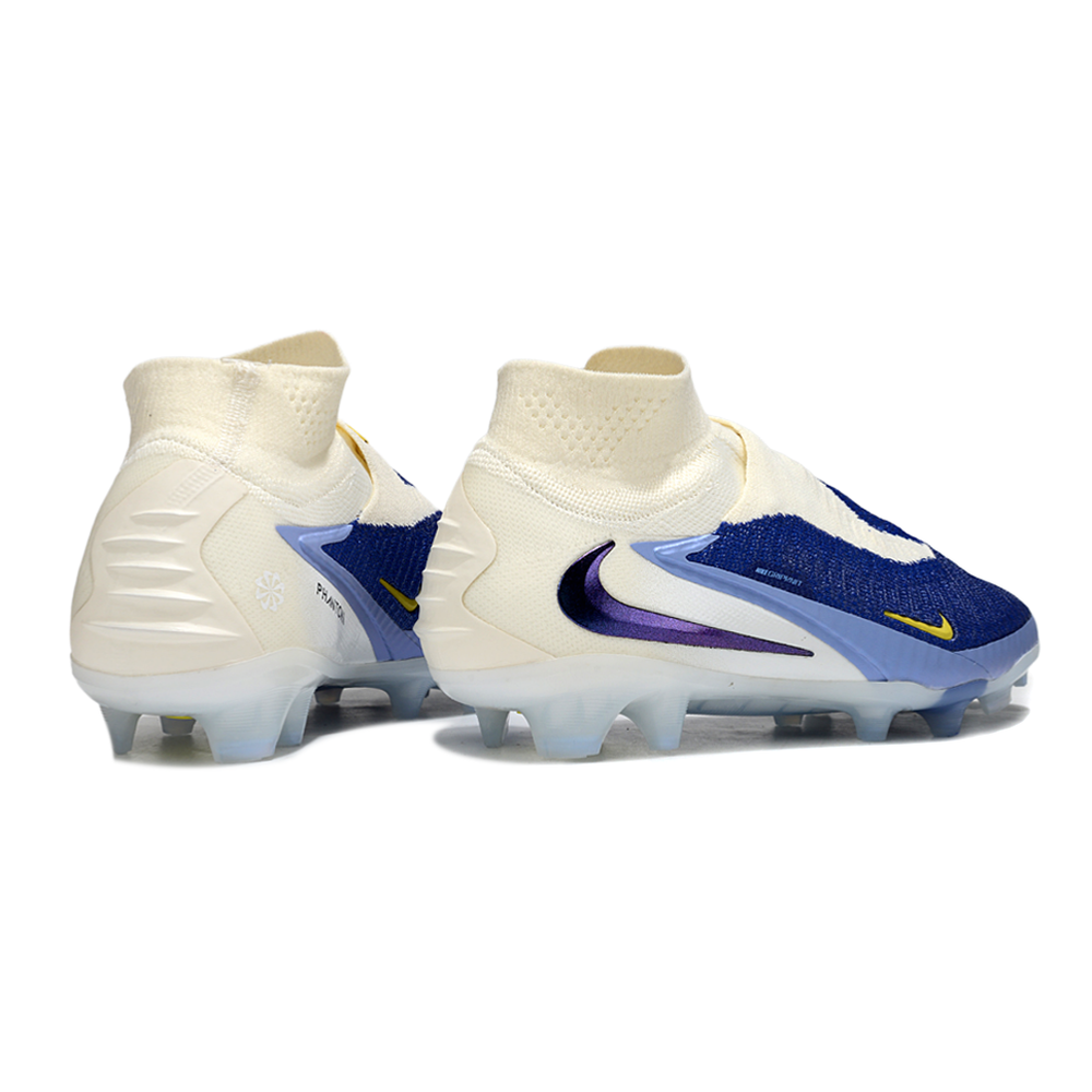 Chuteira Infantil Campo Nike Phantom GX 6 Elite FG Branco e Azul ''Fear Nothing''