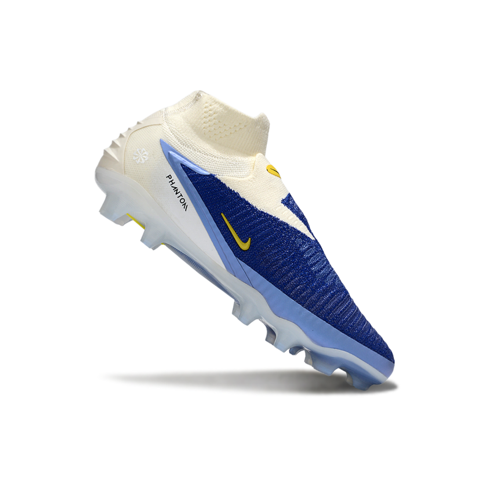 Chuteira Infantil Campo Nike Phantom GX 6 Elite FG Branco e Azul ''Fear Nothing''
