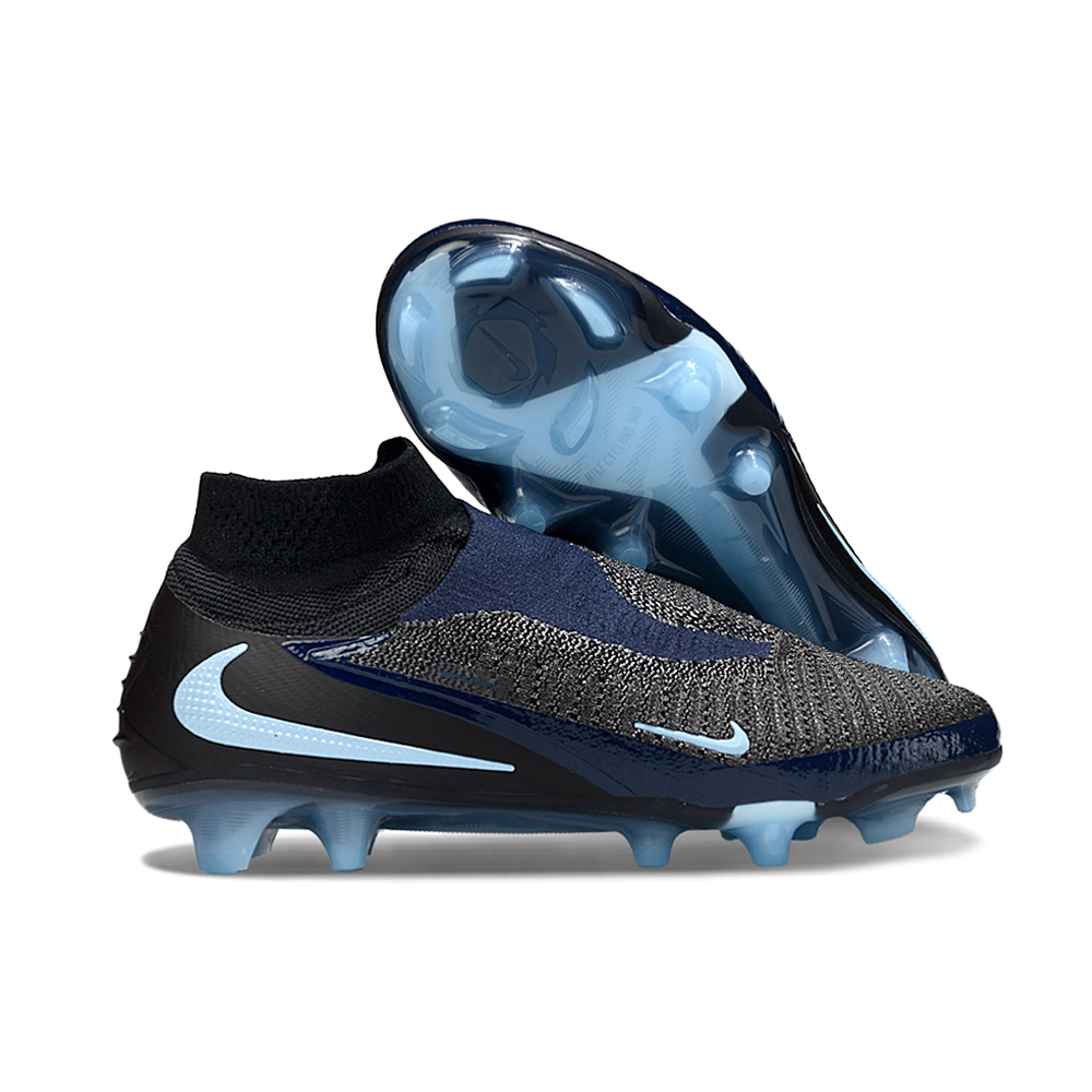 Chuteira Infantil Campo Nike Phantom GX 6 Elite FG Preto e Azul "Shadow"
