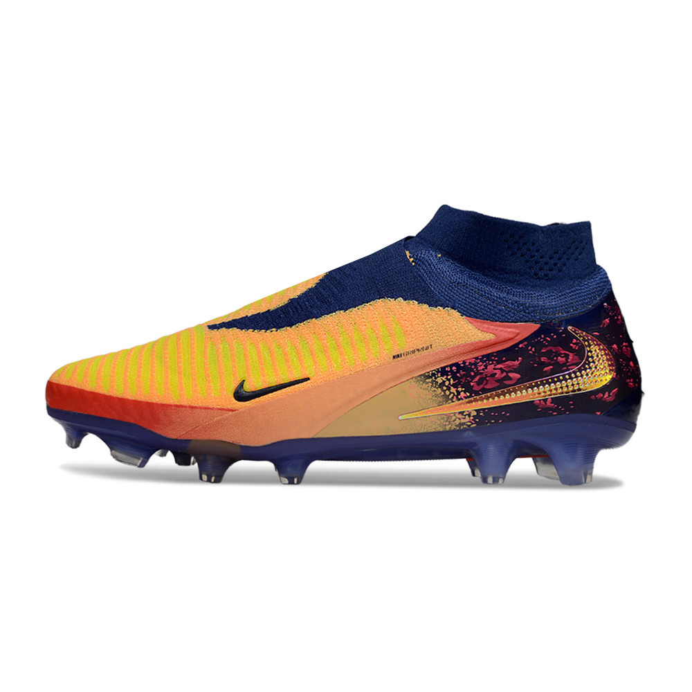 Chuteira Infantil Campo Nike Phantom GX 6 Elite FG Azul, Amarelo e Vermelho