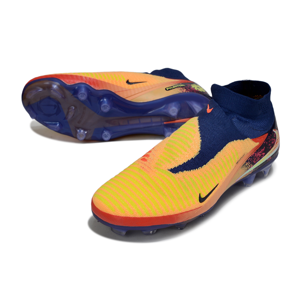 Chuteira Infantil Campo Nike Phantom GX 6 Elite FG Azul, Amarelo e Vermelho