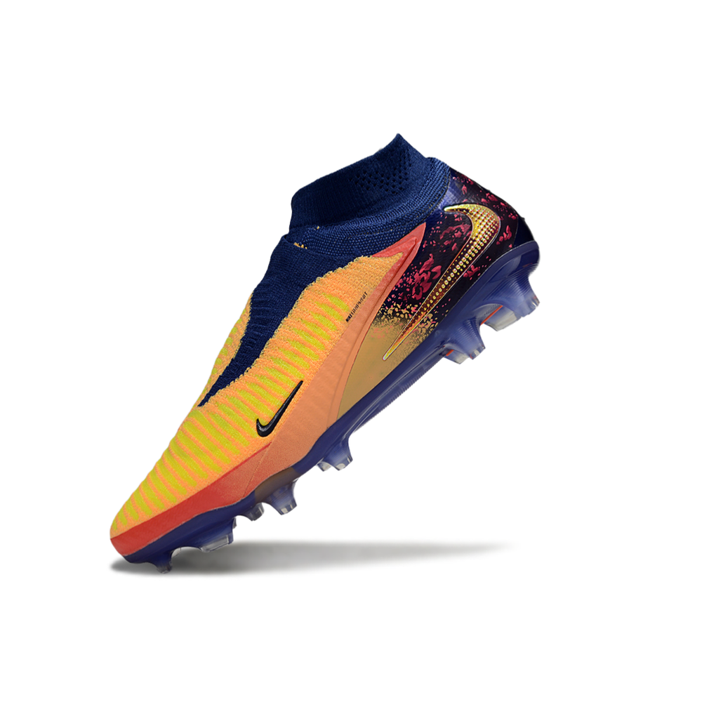 Chuteira Infantil Campo Nike Phantom GX 6 Elite FG Azul, Amarelo e Vermelho