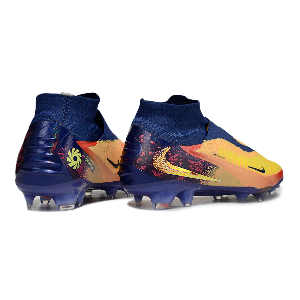Chuteira Infantil Campo Nike Phantom GX 6 Elite FG Azul, Amarelo e Vermelho
