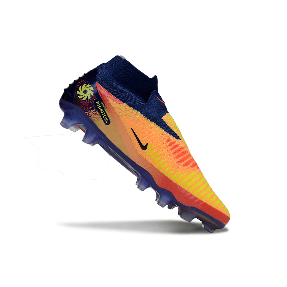 Chuteira Infantil Campo Nike Phantom GX 6 Elite FG Azul, Amarelo e Vermelho