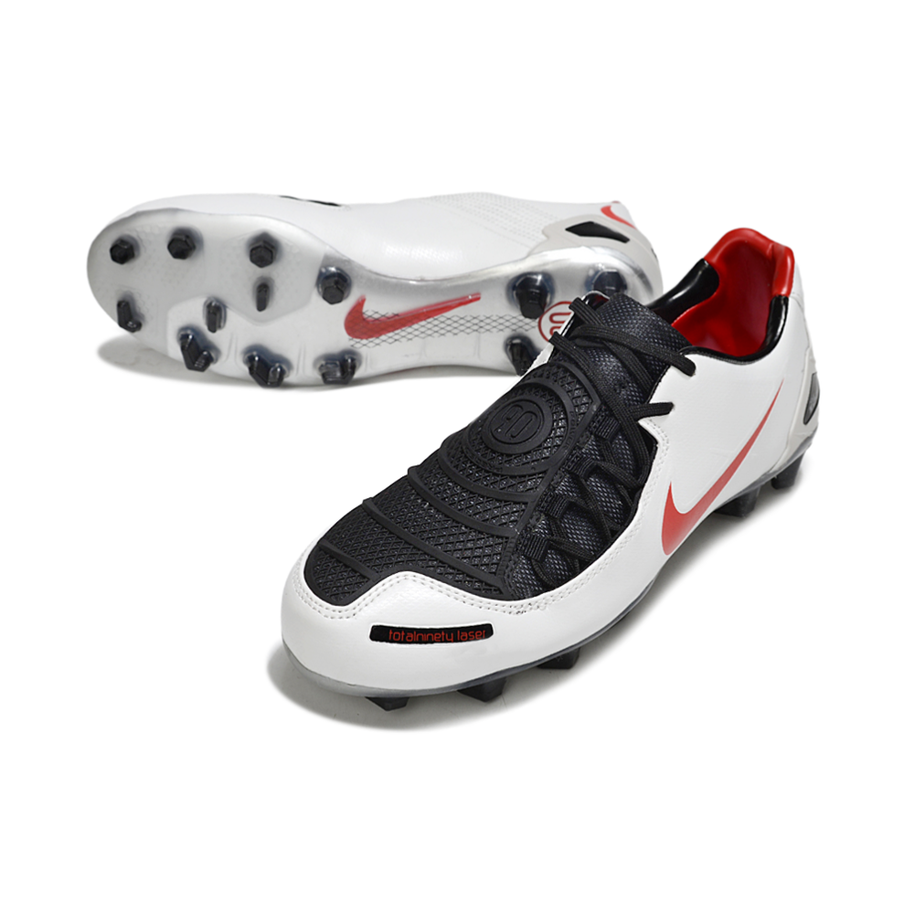 Chuteira Campo Nike Total 90 Laser FG Branca, Preta e Vermelha